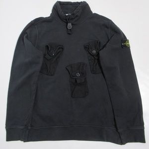 Stone Island Multi Detail Pocket Mock Neck Sweatshirt Black 751560519V0029 L